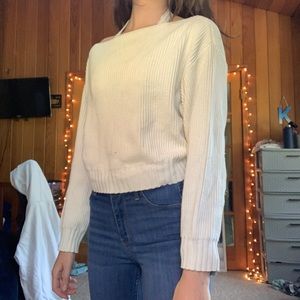 white forever 21 slightly cropped sweater
